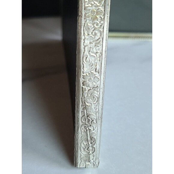 Floral Silver Tone Metal Folding Desktop Picture Frame Vintage - Picture 10 of 10